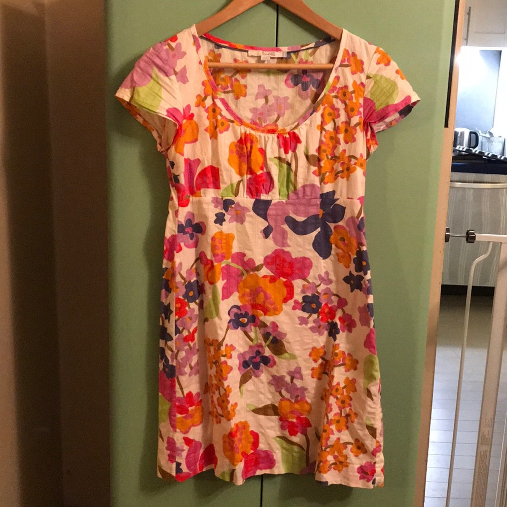 Boden Spring Floral Linen Empire Waist Petite Sm